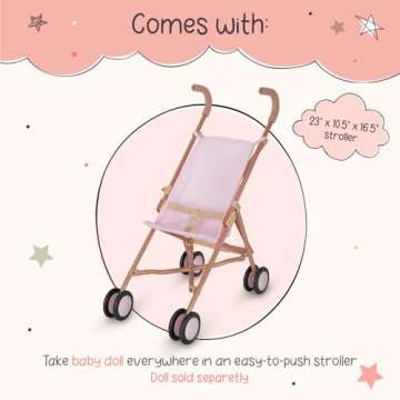 LullaBaby Doll Stroller for Kids - Cute & Foldable