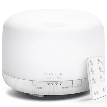 ASAKUKI 500ml Premium Essential Oil Diffuser with Remote Control, 5 in 1 Ultrasonic Aromatherapy Fra...
