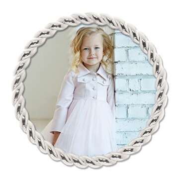 Lawrence Frames Rope Design Metal Frame, 4x4 Round, Silver