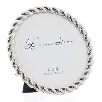 Lawrence Frames Rope Design Metal Frame, 4x4 Round, Silver