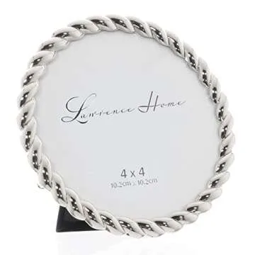 Lawrence Frames Rope Design Metal Frame, 4x4 Round, Silver