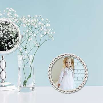 Lawrence Frames Rope Design Metal Frame, 4x4 Round, Silver