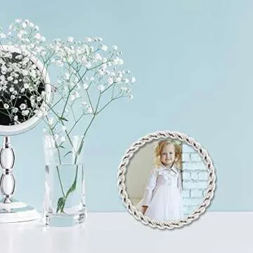 Lawrence Frames Rope Design Metal Frame, 4x4 Round, Silver