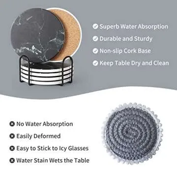 Stylish DSNDVES Absorbent Coasters Set with Holder
