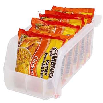 ReadySpace Plastic Containers for Organizing and Storage Bins for Closet, Kitchen, Office, Garage or Pantry Organization, Stackable Bins, Medium (11" x 5" x 5.5"), 8-Pack, Clear