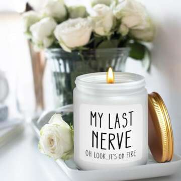 Scented Candles Gifts for Women, Funny Birthday Christmas Valentines Day Gifts for Her, Mom, BFF, Best Friends, Girlfriend, Sister (Lemongrass Sage)