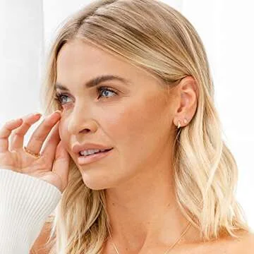 PAVOI 14K Yellow Gold Plated 925 Sterling Silver Post Women's Huggie Earrings - Small Gold Hoop Earrings - Round Cubic Zirconia