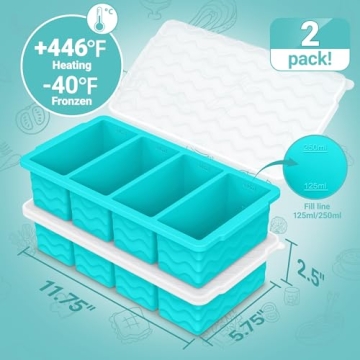 Silicone Freezer Tray for Soup – 1-Cup Cube Container for Freezing Meals