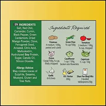 Shan Pav Bhaji Recipe and Seasoning Mix 3.25 oz (100g) - Spice Powder for Mashed Stir Fried Vegetable - Suitable for Vegetarians - Airtight Bag in a Box