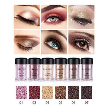 BONNIE CHOICE 6 Colors Glitter Eyeshadow Loose Pigments