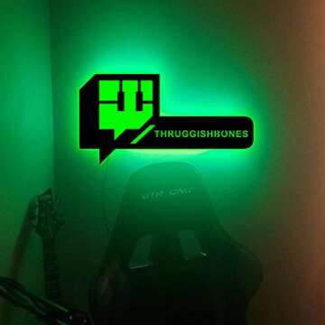 Personalize Username Twitch Led Sign Wall Art Decor - Glow in the dark Wall Art - Live Stream Room Decor - LED Decoration - Custom Sign Gift