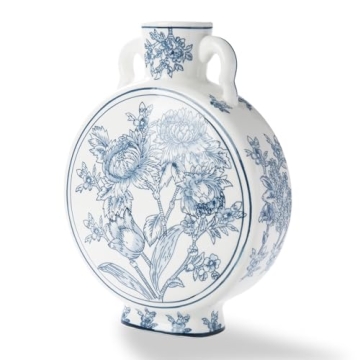 Magclay Blue and White Vase for Home Decor, Elegant Chinoiserie Large Ceramic Vases
