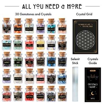 Healing Crystals in Jars 30 PCS - Crystals for Witchcraft - Real Witch Crystals in a Bottle - Altar ...