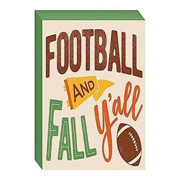 Football and Fall Square Plaque - 7 1/2" x 7 1/2" | 1ct