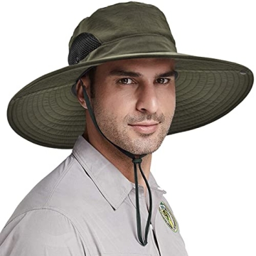 Wide Brim Fishing Sun Hat for Men Women, UPF 50+ Waterproof Bucket Boonie Hat Hiking Camping Safari ...