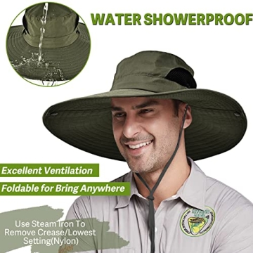 Wide Brim Fishing Sun Hat UPF 50+ Waterproof for All Outdoor Activities