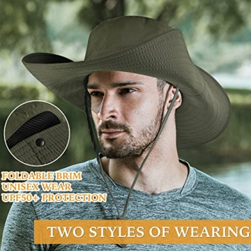Wide Brim Fishing Sun Hat UPF 50+ Waterproof for All Outdoor Activities