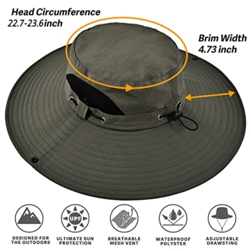 Wide Brim Fishing Sun Hat UPF 50+ Waterproof for All Outdoor Activities