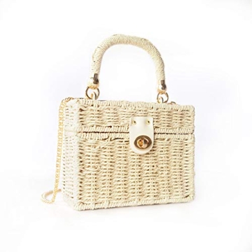Handwoven Rattan Vintage Purse Bag for Beach Elegance
