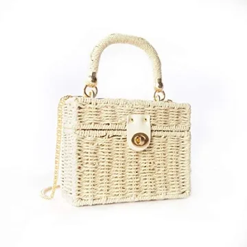 Handwoven Rattan Vintage Purse Bag for Beach Elegance