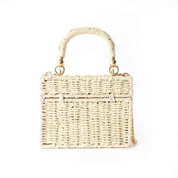 Handwoven Rattan Vintage Purse Bag for Beach Elegance