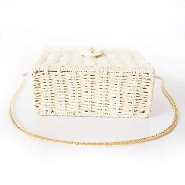 Handwoven Rattan Vintage Purse Bag for Beach Elegance