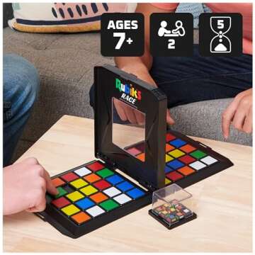 Rubik's Race, Classic Fast-Paced Strategy Sequence Brain Teaser Travel Board Game Two-Player Speed S...
