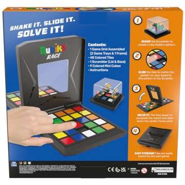Rubik's Race, Classic Fast-Paced Strategy Sequence Brain Teaser Travel Board Game Two-Player Speed Solving Face-Off, Packaging May Vary, for Adults & Kids Ages 7+