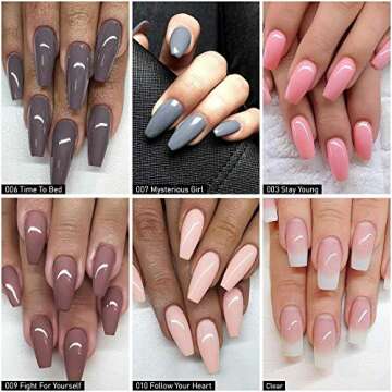 Dipping Powder Nail Starter Kit Nude Gray 6 Colors,Dip Powder System Starter Nail Kit Acrylic Dipping System for French Nail Manicure Nail Art Set Essential Kit,Portable Kit for Travel