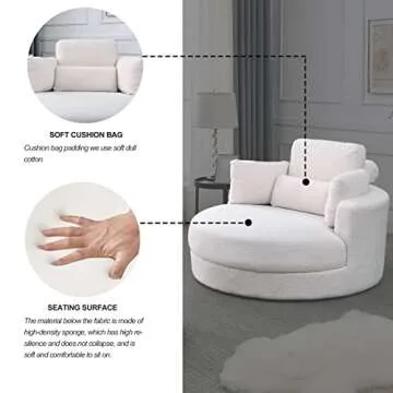 Melpomene Modern Swivel Accent Chair with Ottoman (White)