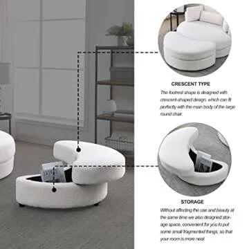 Melpomene Modern Swivel Accent Chair with Ottoman (White)