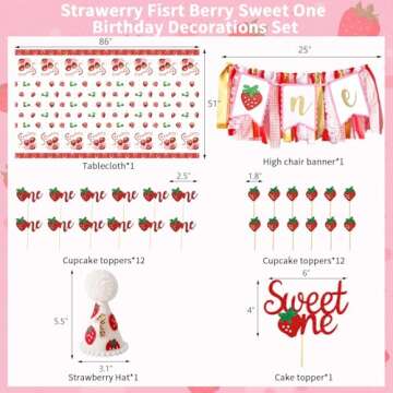 Berry First Birthday Decor,JOGAMS Berry Sweet One Birthday Party Decorations, Strawberry First Birthday Decorations for Girl 1st Birthday