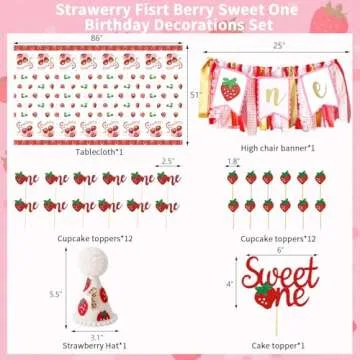 Berry First Birthday Decor,JOGAMS Berry Sweet One Birthday Party Decorations, Strawberry First Birthday Decorations for Girl 1st Birthday
