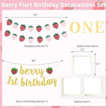 Berry First Birthday Decor,JOGAMS Berry Sweet One Birthday Party Decorations, Strawberry First Birthday Decorations for Girl 1st Birthday