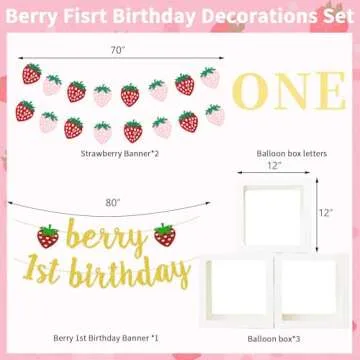 Berry First Birthday Decor,JOGAMS Berry Sweet One Birthday Party Decorations, Strawberry First Birthday Decorations for Girl 1st Birthday