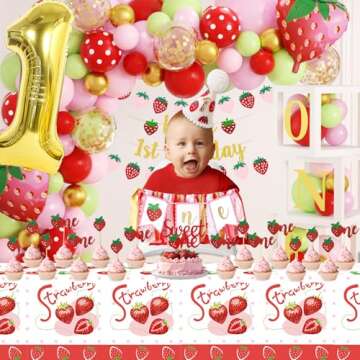 Berry First Birthday Decor,JOGAMS Berry Sweet One Birthday Party Decorations, Strawberry First Birthday Decorations for Girl 1st Birthday