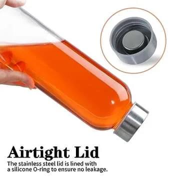 GUANENA 12 Pack Glass Water Bottles, 16oz Clear Glass Bottles with Stainless Steel Lids, Reusable Glass Drink Bottles with Caps, Juice Bottles for Juicing, Smoothies, Tea, Water, Beverages