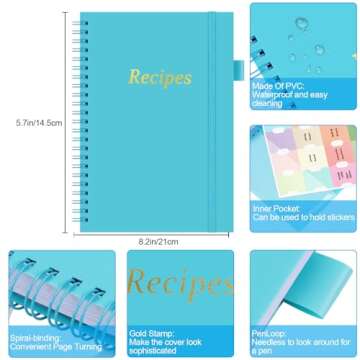 PECULA Recipe Book, Recipe Book to Write In Your Own Recipes, Blank Recipe Book, Recipe Notebook, Re...