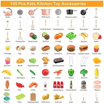 Zero Zoo 105-Piece Kitchen Set for Kids' Pretend Play