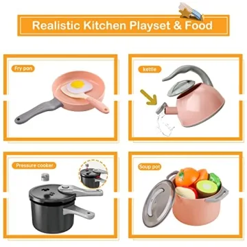 Zero Zoo 105-Piece Kitchen Set for Kids' Pretend Play