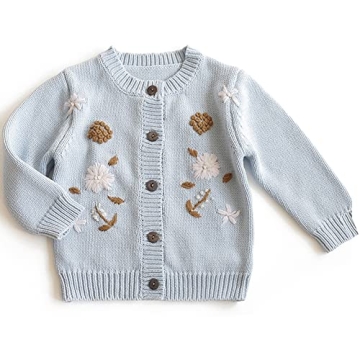 Simplee Kids Hand Knitted Cardigan with Embroidery