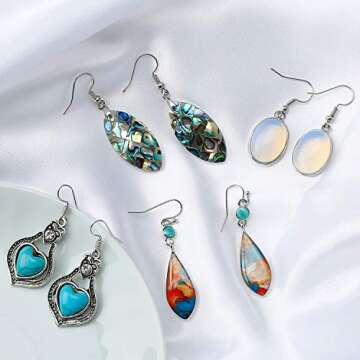 4 Pairs Bohemian Vintage Dangle Earrings Retro Rhinestone Earrings Boho Dangle Drop Earrings for Women (Fresh Style)