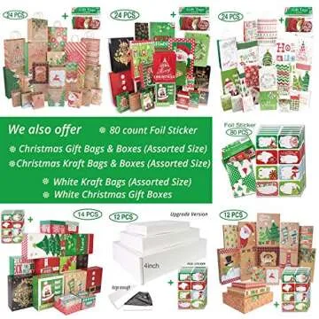 60 Christmas Gift Tags - Assorted Glitter & Foil Designs