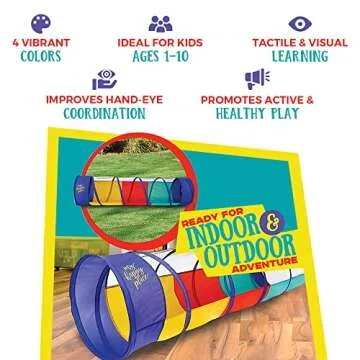Kiddey Play Tunnel for Kids - Pop Up Tunnel Toys for Toddlers, Kids Multicolored Tunnel for Indoor/Outdoor Fun, Crawl & Play, Obstacle Course for Kids Gifts for Toddlers - Balls Not Included (2 Pk)