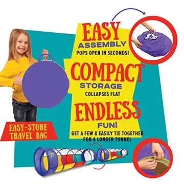 Kiddey Play Tunnel for Kids - Pop Up Tunnel Toys for Toddlers, Kids Multicolored Tunnel for Indoor/Outdoor Fun, Crawl & Play, Obstacle Course for Kids Gifts for Toddlers - Balls Not Included (2 Pk)