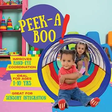 Kiddey Play Tunnel for Kids - Pop Up Tunnel Toys for Toddlers, Kids Multicolored Tunnel for Indoor/Outdoor Fun, Crawl & Play, Obstacle Course for Kids Gifts for Toddlers - Balls Not Included (2 Pk)