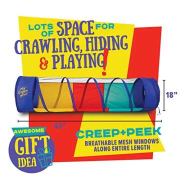 Kiddey Play Tunnel for Kids - Pop Up Tunnel Toys for Toddlers, Kids Multicolored Tunnel for Indoor/Outdoor Fun, Crawl & Play, Obstacle Course for Kids Gifts for Toddlers - Balls Not Included (2 Pk)