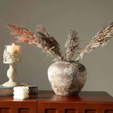 Smiletag Rustic Vase for Home Decor, Farmhouse Terracotta Vases, Stone Vases, Large Vases for Living...