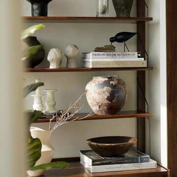 Smiletag Rustic Vase for Home Decor, Farmhouse Terracotta Vases, Stone Vases, Large Vases for Living Room Decor, Rustic Flower Vase Decoration for Living Room