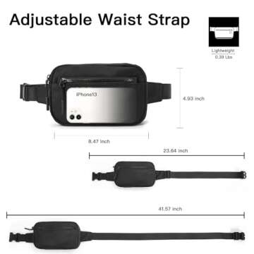 Telena Fanny Packs for Women Men Fashionable Cross Body Belt Bag with Adjustable Straps Black